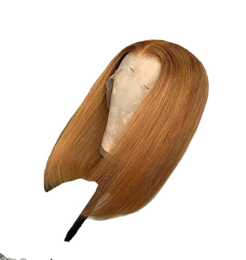 Blond human hair wig styled with lace front