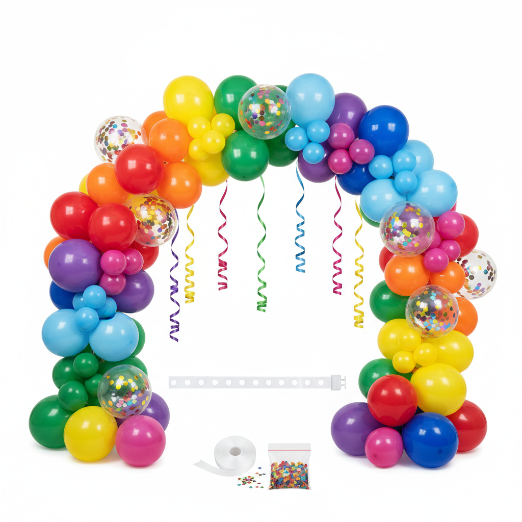Rainbow balloon garland arch kit with colorful balloons
