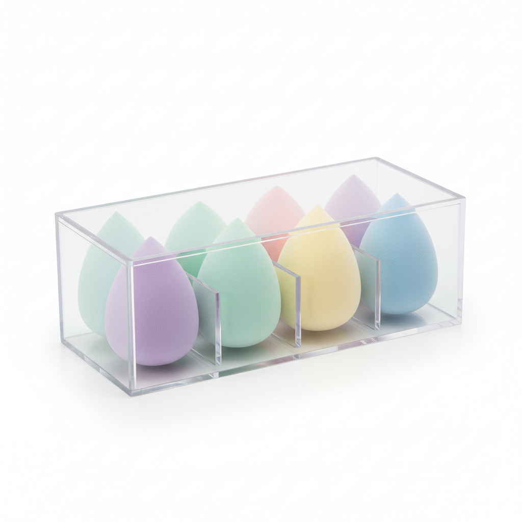 Makeup sponge set with 5 beauty blenders in clear case
