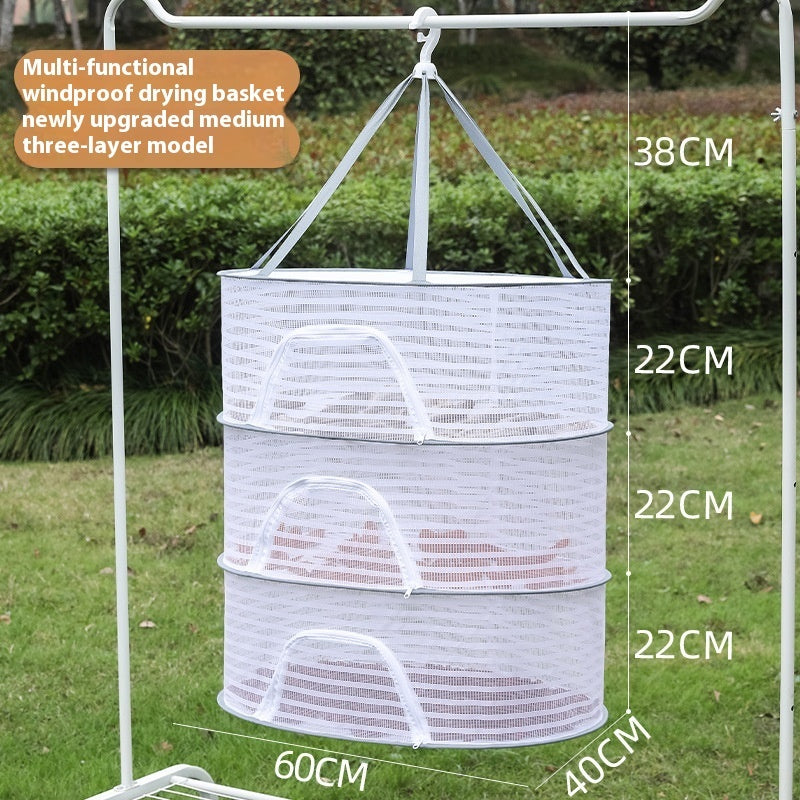 Foldable Hanging Drying Rack - Space-Saving Balcony Organizer