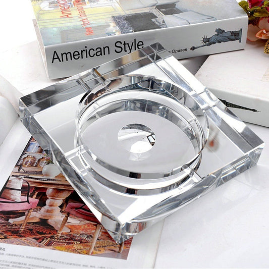 Crystal Glass Ashtray - Elegant Decorative Ashtray for Home & Office