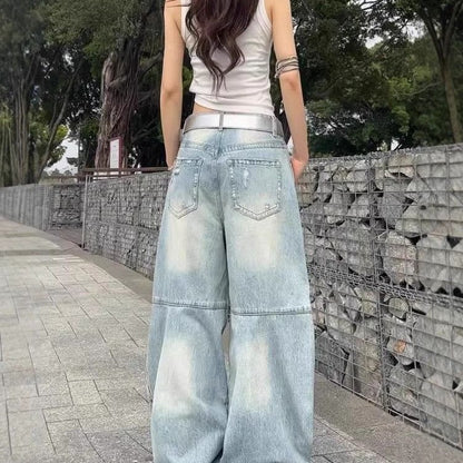 Loose Slimming High-waisted Straight-leg Casual Floor-length Pants