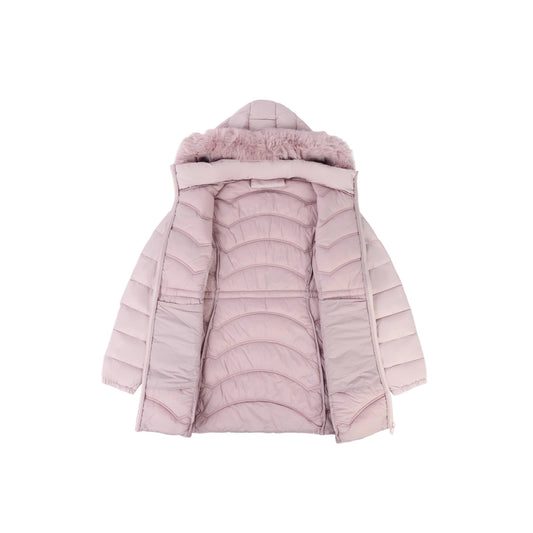 Women's Coat With Detachable Fur-trimmed Hood And A Cinched Waist For A Slimming Fit