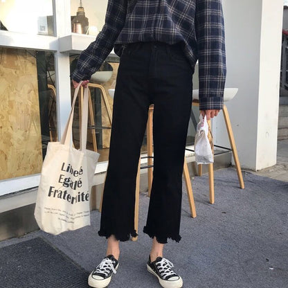 Loose Slimming High-waisted Straight-leg Casual Floor-length Pants