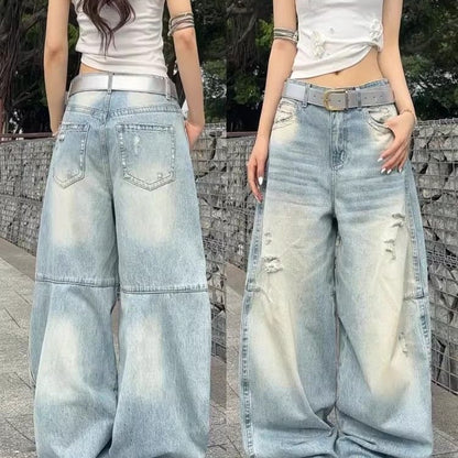 Loose Slimming High-waisted Straight-leg Casual Floor-length Pants