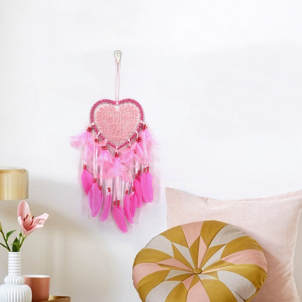 Fashion Home Office Wind Chimes - Handcrafted Feather & Wooden Bead Decor