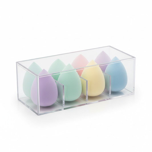Makeup sponge set with 5 beauty blenders in clear case