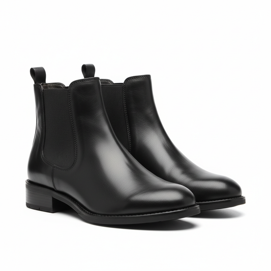 Black leather Chelsea ankle boots