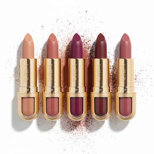 Matte lipstick collection with 5 tubes in various shades