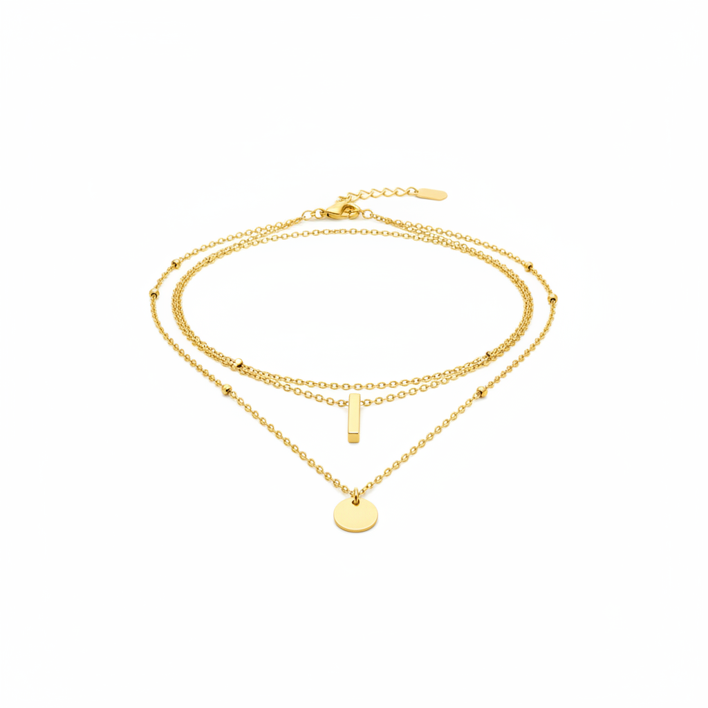 Gold layered necklace set with 3 delicate chains