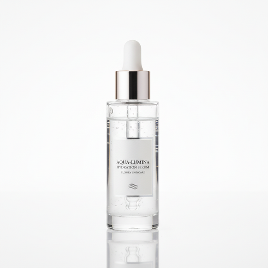 Hydrating face serum with hyaluronic acid in glass dropper bottle